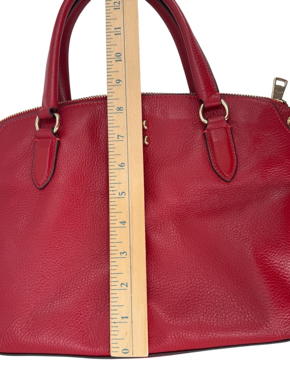 Coach Remi Pebbled Leather Satchel Crossbody Bag Tru Red - Picture 4 of 16